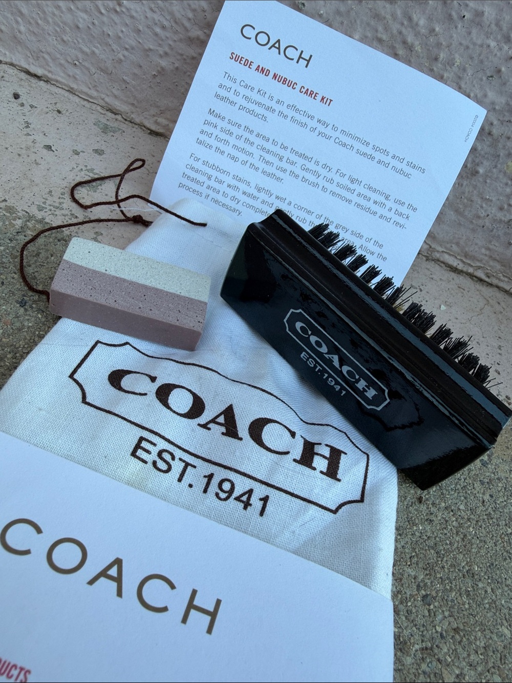 Vintage Coach Suede and Nubuck Care Kit – Black Brush, Brown Eraser